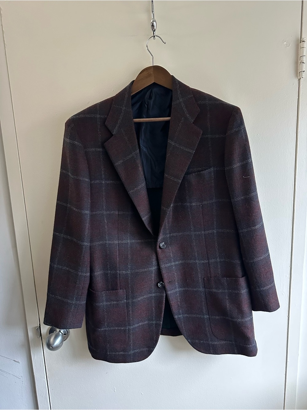 Modern Kiton Eggplant Windowpane Blazer EU54